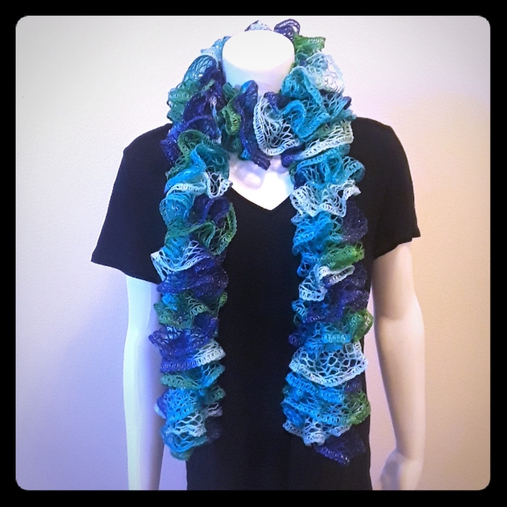 Handmade mixed colored ruffle scarf